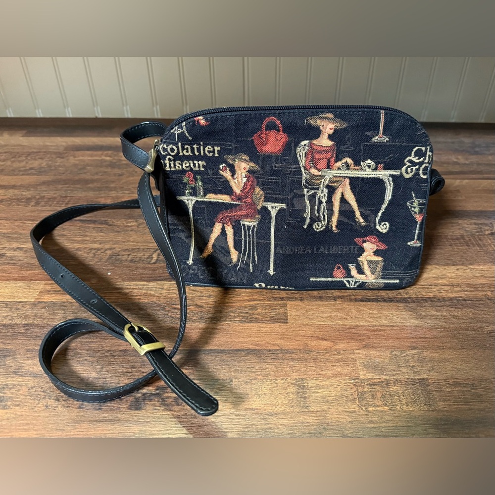 Elegant Royal Tapisserie Tapestry Crossbody Handbag Parisian Cafe Like New
